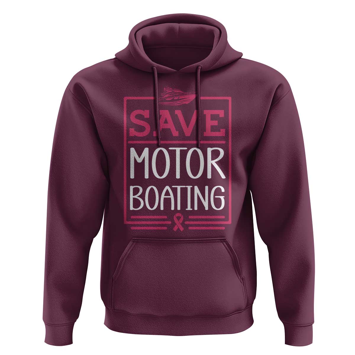 Funny Save Motor Boating Hoodie Beat Breast Cancer Pink Ribbon - Wonder Print Shop
