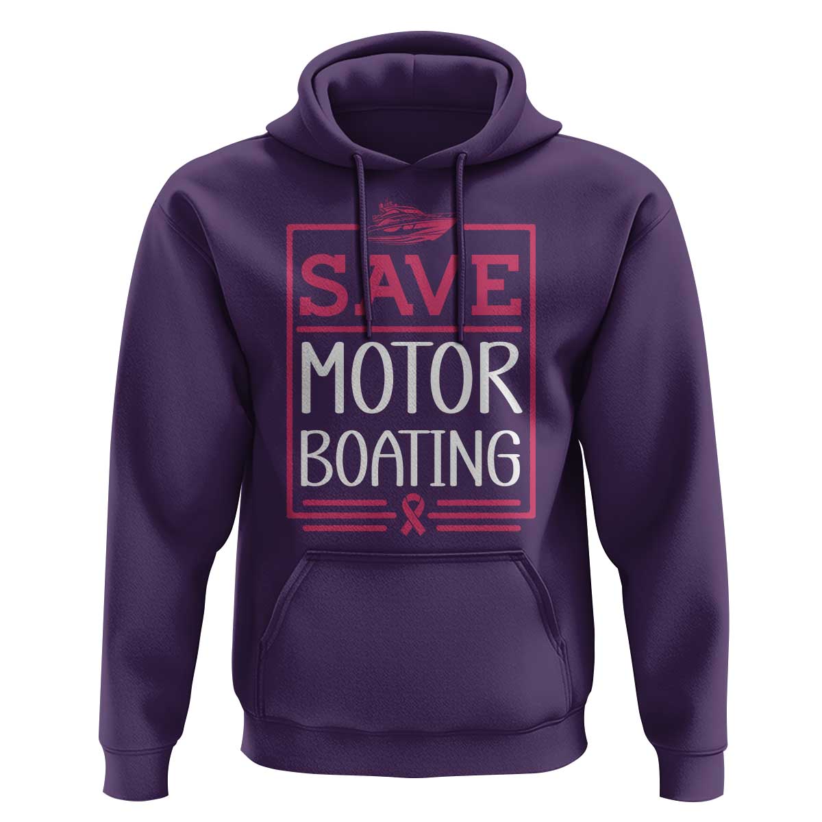 Funny Save Motor Boating Hoodie Beat Breast Cancer Pink Ribbon - Wonder Print Shop