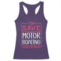 Funny Save Motor Boating Racerback Tank Top Beat Breast Cancer Pink Ribbon - Wonder Print Shop