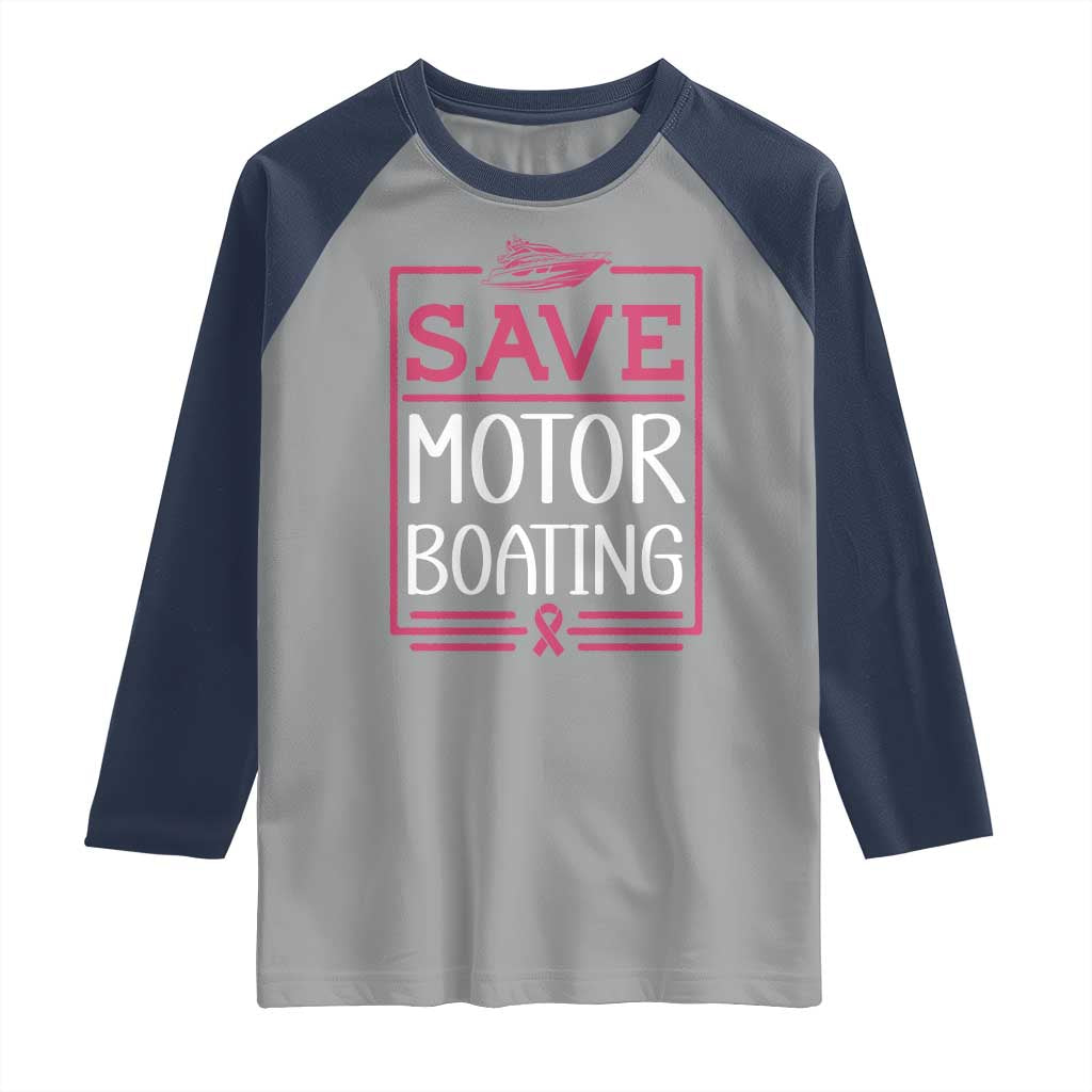Funny Save Motor Boating Raglan Shirt Beat Breast Cancer Pink Ribbon - Wonder Print Shop