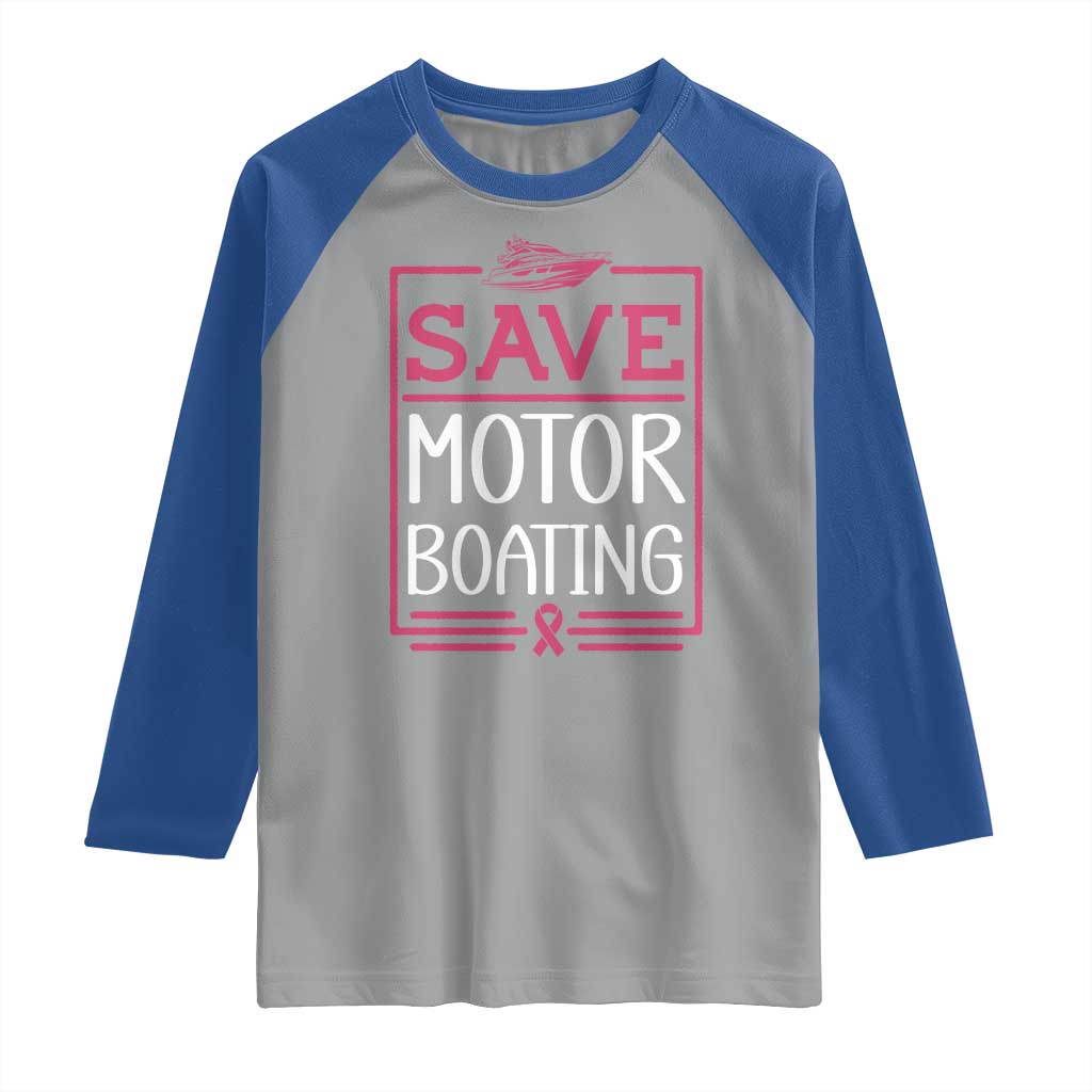 Funny Save Motor Boating Raglan Shirt Beat Breast Cancer Pink Ribbon - Wonder Print Shop