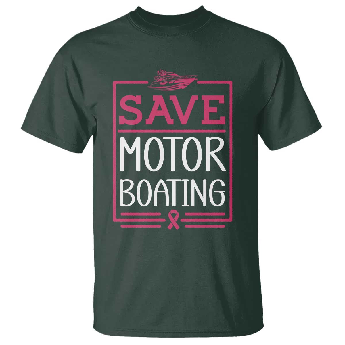 Funny Save Motor Boating T Shirt Beat Breast Cancer Pink Ribbon - Wonder Print Shop