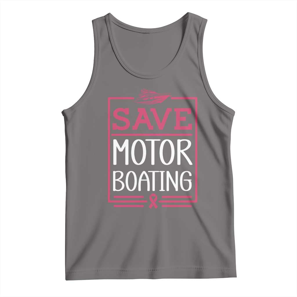 Funny Save Motor Boating Tank Top Beat Breast Cancer Pink Ribbon - Wonder Print Shop