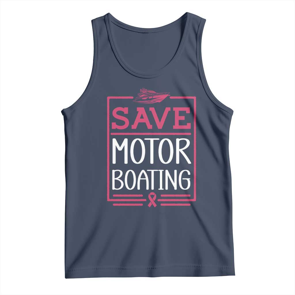 Funny Save Motor Boating Tank Top Beat Breast Cancer Pink Ribbon - Wonder Print Shop