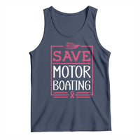 Funny Save Motor Boating Tank Top Beat Breast Cancer Pink Ribbon - Wonder Print Shop
