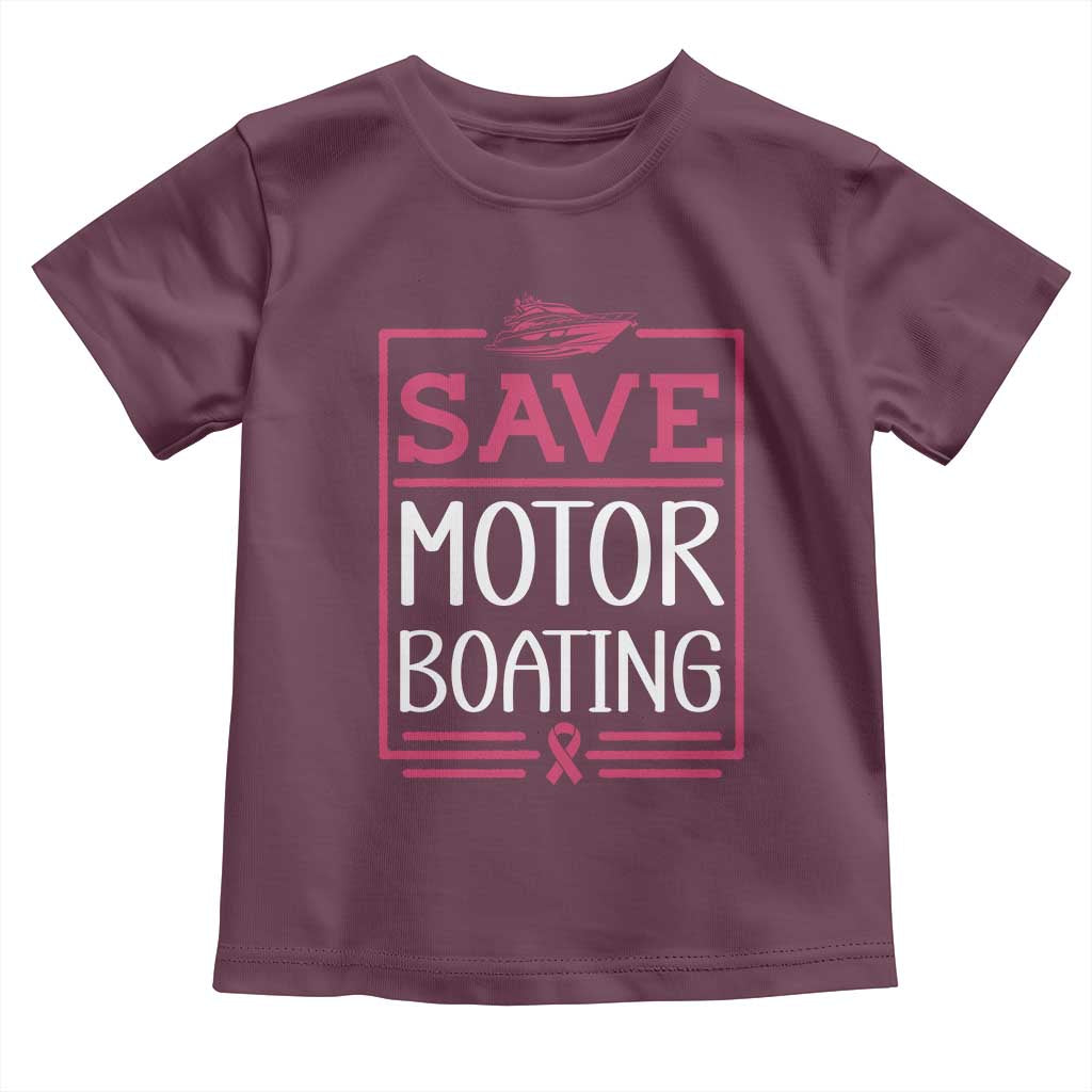 Funny Save Motor Boating Toddler T Shirt Beat Breast Cancer Pink Ribbon - Wonder Print Shop