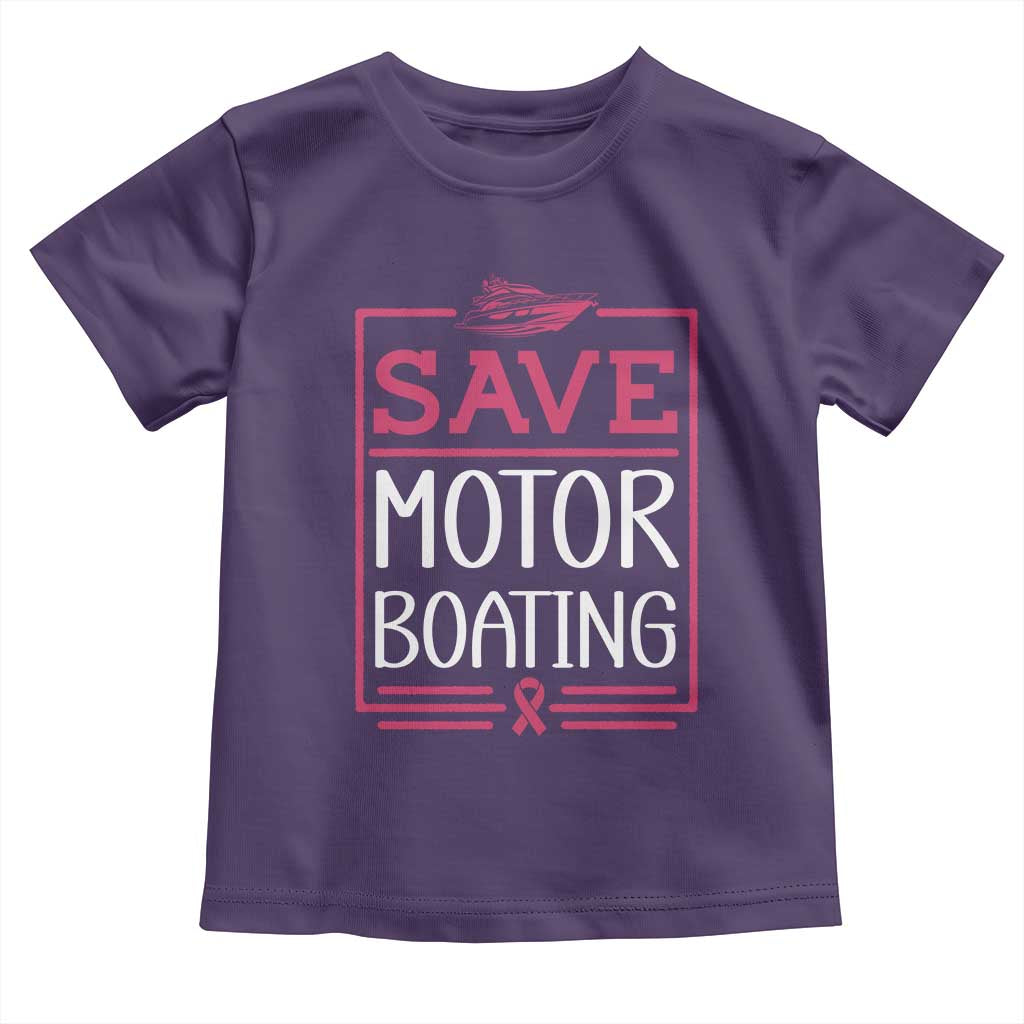 Funny Save Motor Boating Toddler T Shirt Beat Breast Cancer Pink Ribbon - Wonder Print Shop
