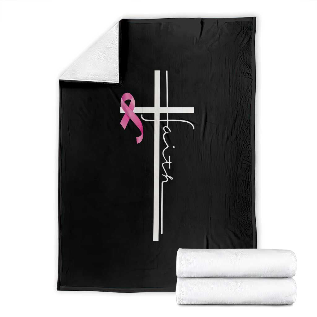 Christian Faith Breast Cancer Awareness Throw Blanket Pink Ribbon Christian Cross - Wonder Print Shop