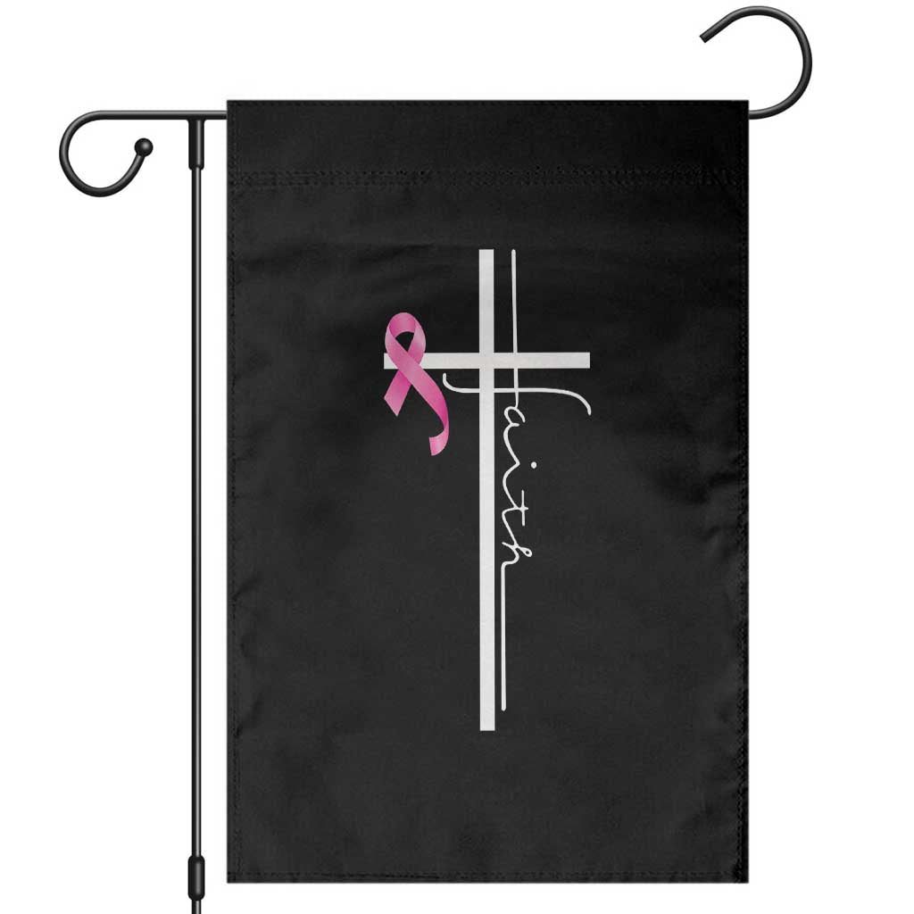 Christian Faith Breast Cancer Awareness Garden Flag Pink Ribbon Christian Cross - Wonder Print Shop