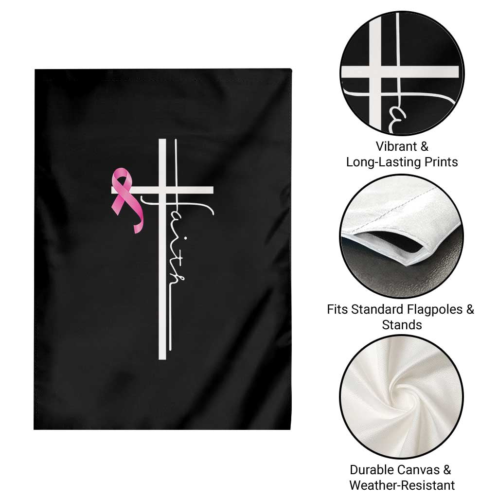 Christian Faith Breast Cancer Awareness Garden Flag Pink Ribbon Christian Cross - Wonder Print Shop
