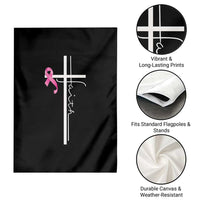 Christian Faith Breast Cancer Awareness Garden Flag Pink Ribbon Christian Cross - Wonder Print Shop