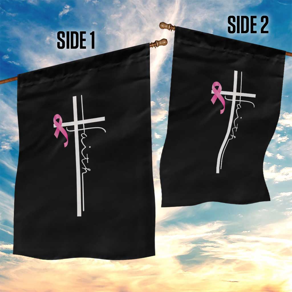Christian Faith Breast Cancer Awareness Garden Flag Pink Ribbon Christian Cross - Wonder Print Shop