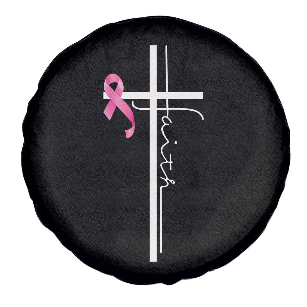 Christian Faith Breast Cancer Awareness Spare Tire Cover Pink Ribbon Christian Cross - Wonder Print Shop