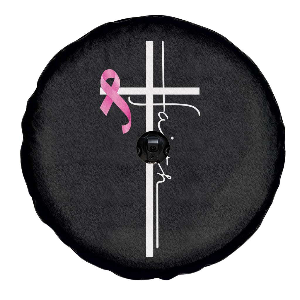 Christian Faith Breast Cancer Awareness Spare Tire Cover Pink Ribbon Christian Cross - Wonder Print Shop
