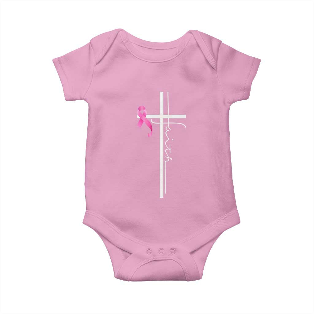 Christian Faith Breast Cancer Awareness Baby Onesie Pink Ribbon Christian Cross - Wonder Print Shop