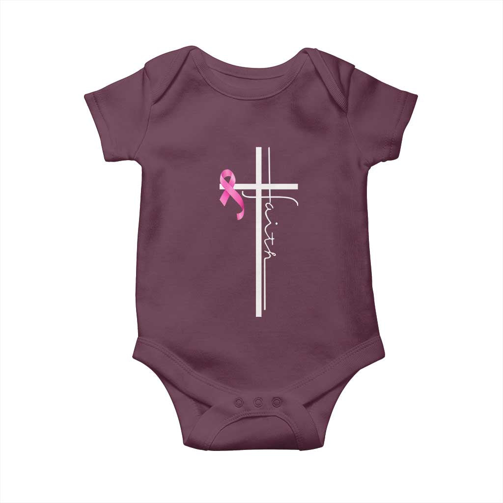 Christian Faith Breast Cancer Awareness Baby Onesie Pink Ribbon Christian Cross - Wonder Print Shop