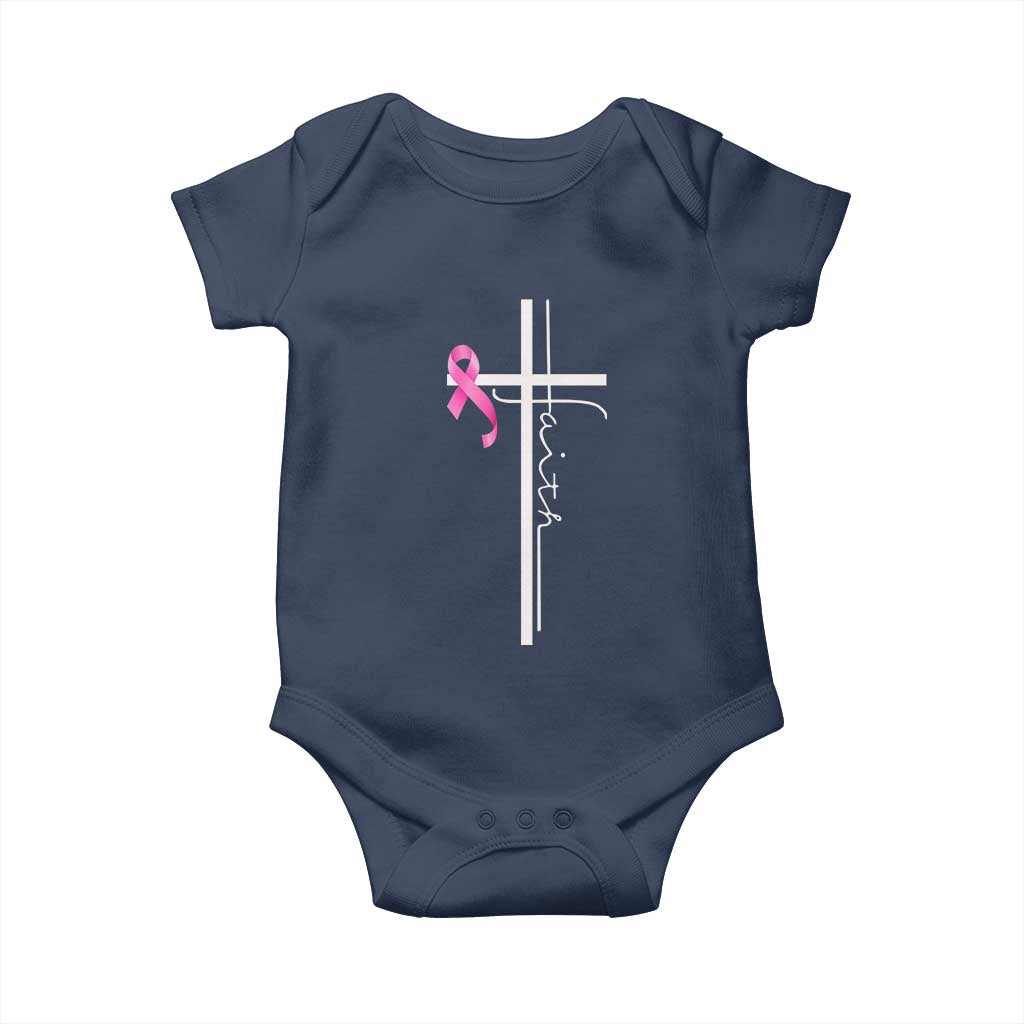 Christian Faith Breast Cancer Awareness Baby Onesie Pink Ribbon Christian Cross - Wonder Print Shop