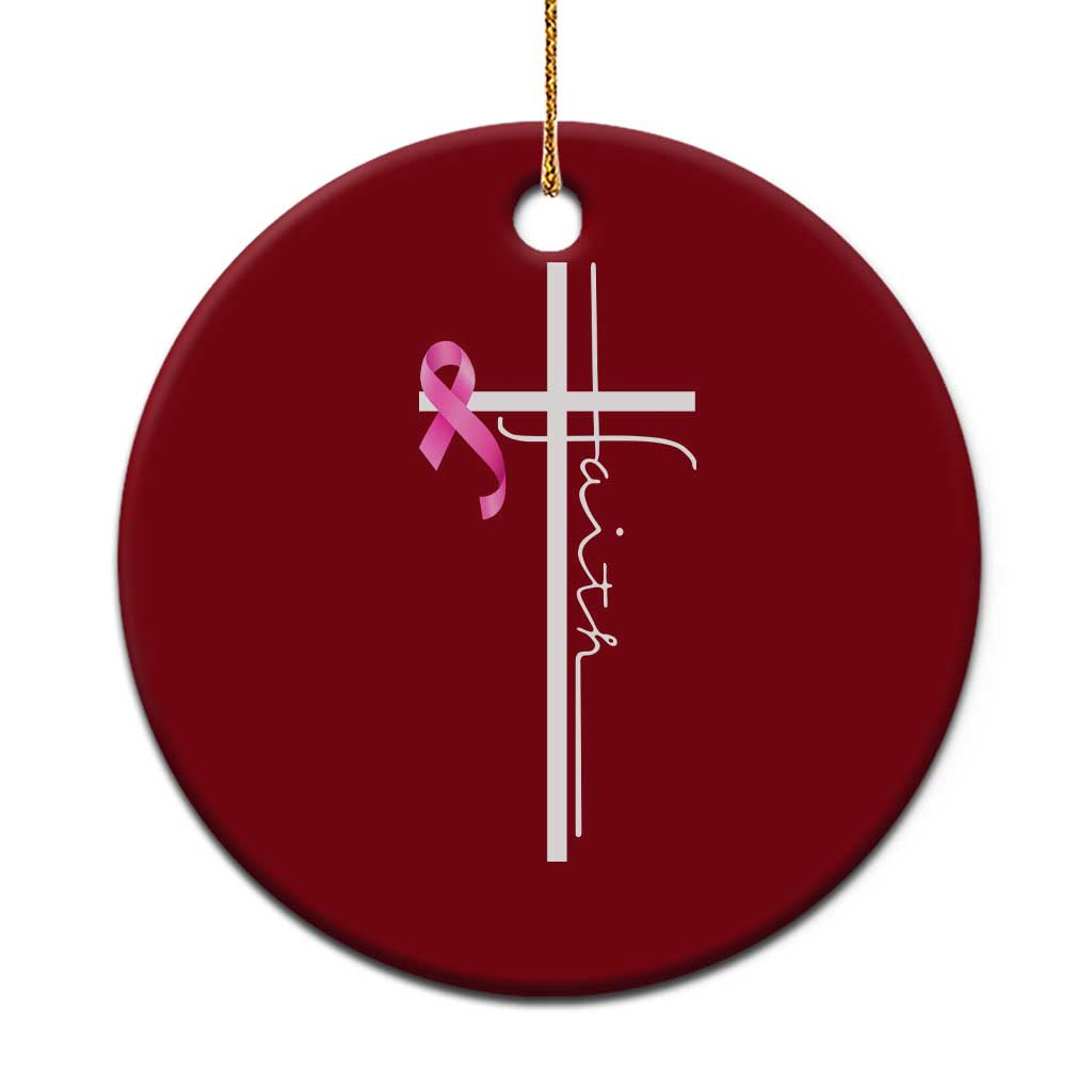 Christian Faith Breast Cancer Awareness Ceramic Ornament Pink Ribbon Christian Cross - Wonder Print Shop