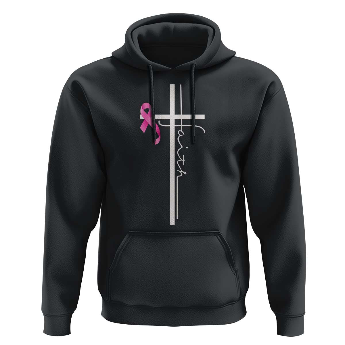 Christian Faith Breast Cancer Awareness Hoodie Pink Ribbon Christian Cross - Wonder Print Shop