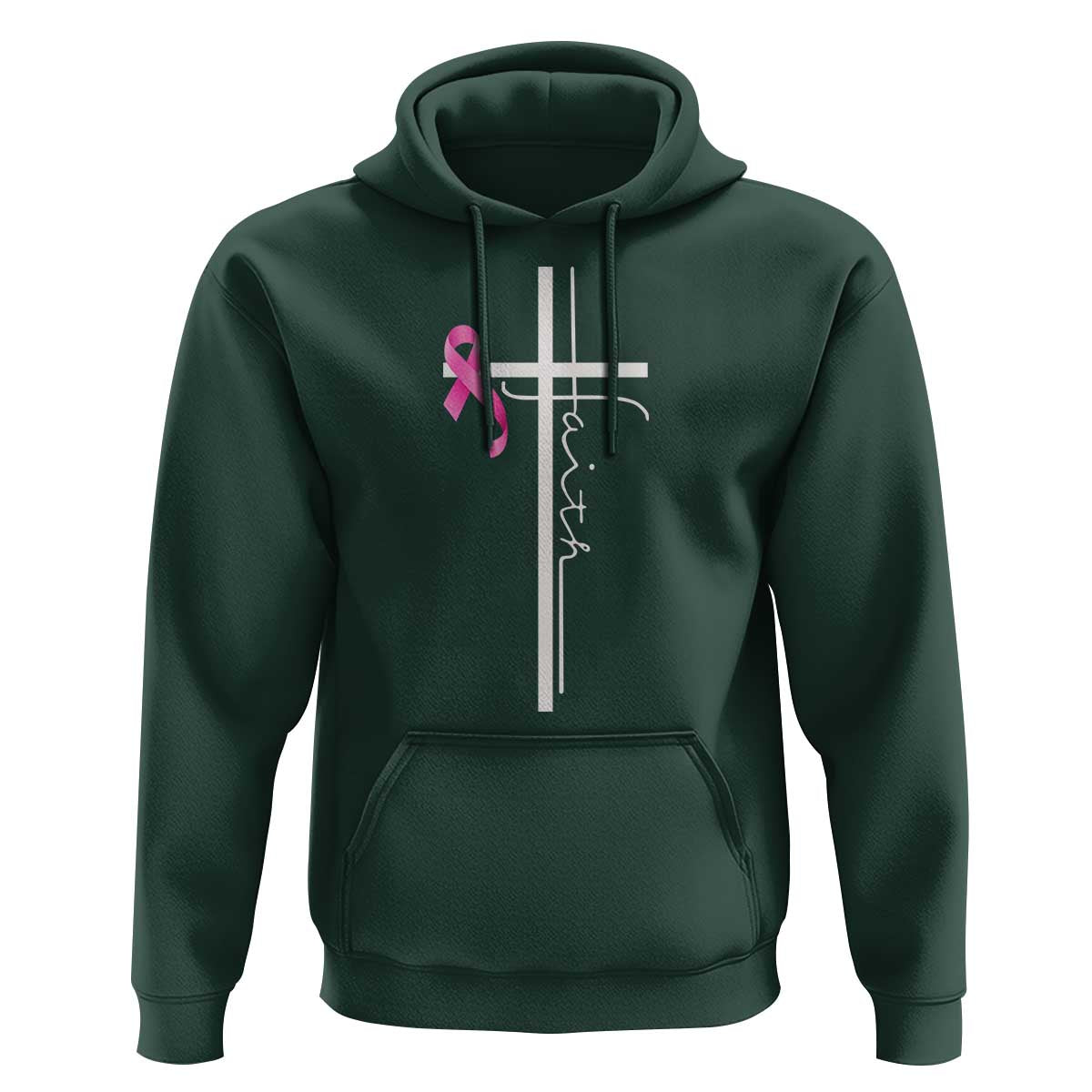 Christian Faith Breast Cancer Awareness Hoodie Pink Ribbon Christian Cross - Wonder Print Shop