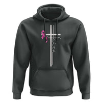 Christian Faith Breast Cancer Awareness Hoodie Pink Ribbon Christian Cross - Wonder Print Shop