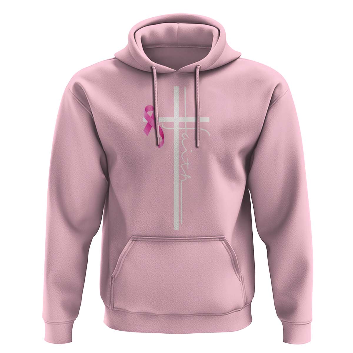 Christian Faith Breast Cancer Awareness Hoodie Pink Ribbon Christian Cross - Wonder Print Shop