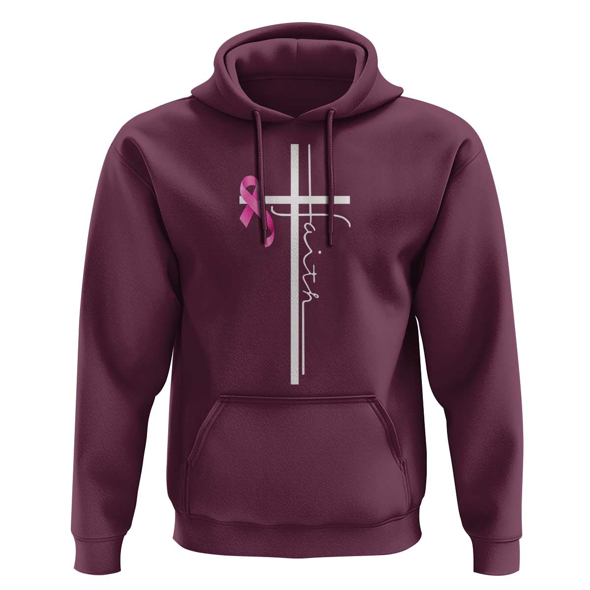 Christian Faith Breast Cancer Awareness Hoodie Pink Ribbon Christian Cross - Wonder Print Shop