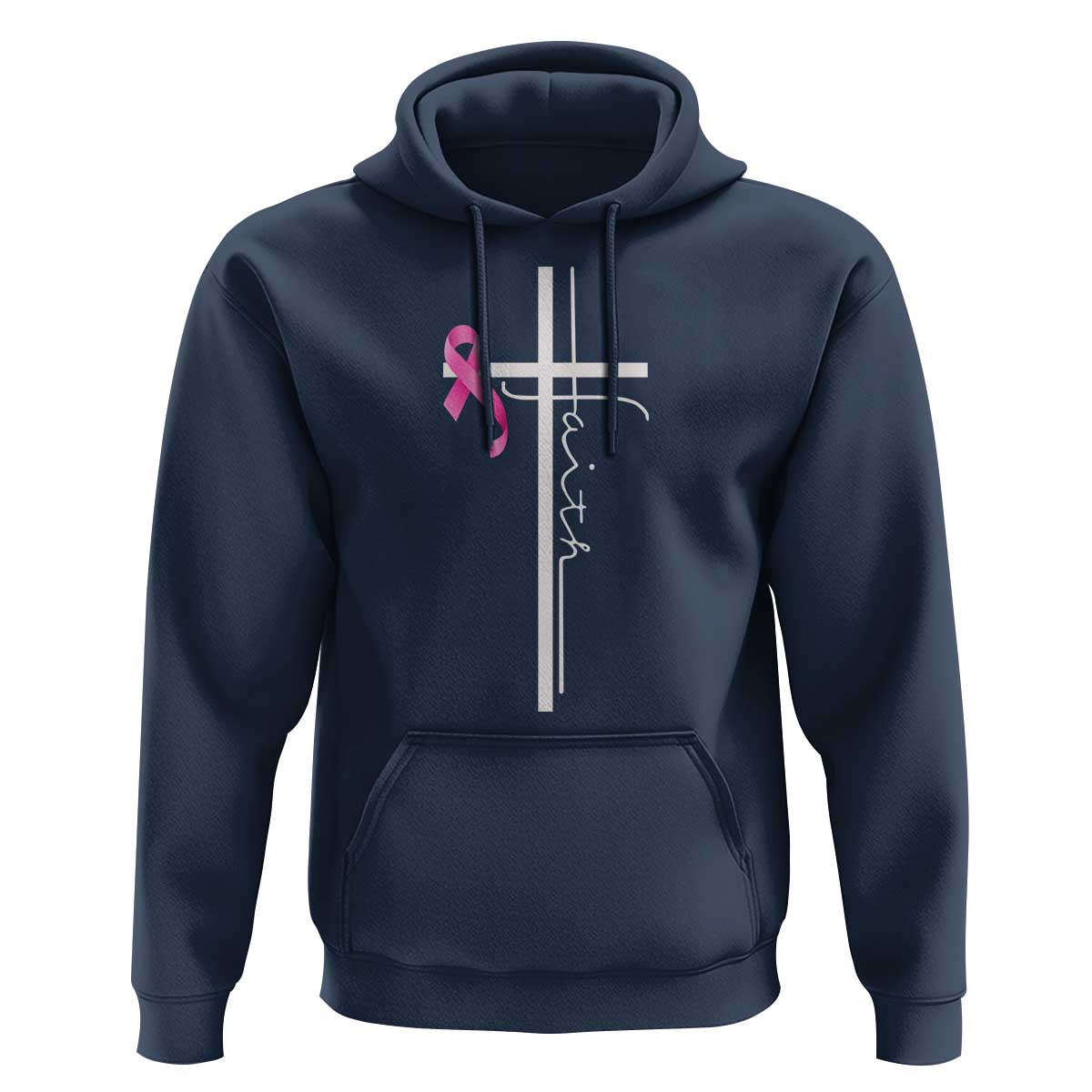 Christian Faith Breast Cancer Awareness Hoodie Pink Ribbon Christian Cross - Wonder Print Shop