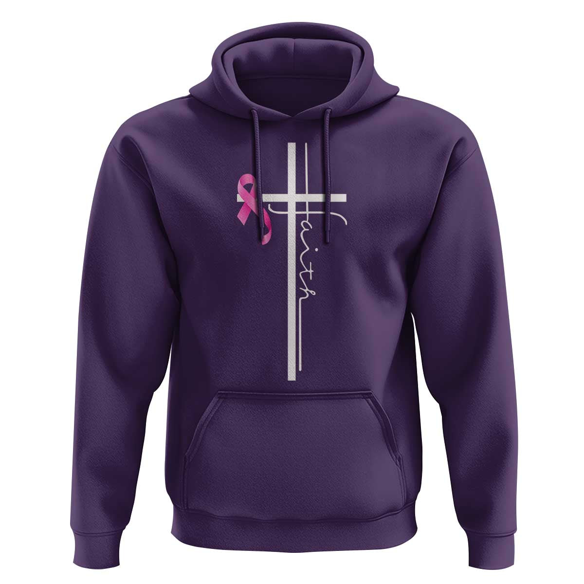 Christian Faith Breast Cancer Awareness Hoodie Pink Ribbon Christian Cross - Wonder Print Shop