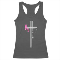 Christian Faith Breast Cancer Awareness Racerback Tank Top Pink Ribbon Christian Cross - Wonder Print Shop
