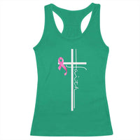 Christian Faith Breast Cancer Awareness Racerback Tank Top Pink Ribbon Christian Cross - Wonder Print Shop