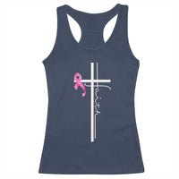 Christian Faith Breast Cancer Awareness Racerback Tank Top Pink Ribbon Christian Cross - Wonder Print Shop
