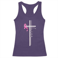 Christian Faith Breast Cancer Awareness Racerback Tank Top Pink Ribbon Christian Cross - Wonder Print Shop