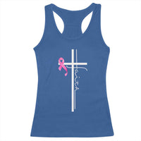 Christian Faith Breast Cancer Awareness Racerback Tank Top Pink Ribbon Christian Cross - Wonder Print Shop