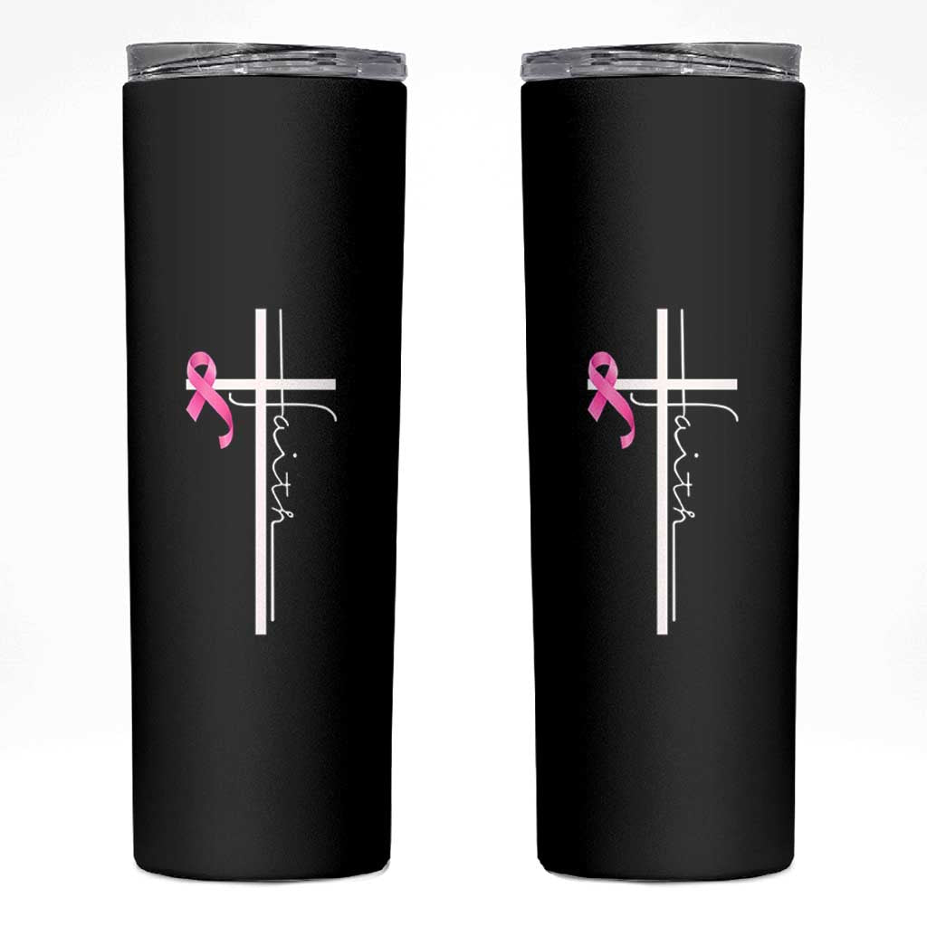 Christian Faith Breast Cancer Awareness Skinny Tumbler Pink Ribbon Christian Cross - Wonder Print Shop