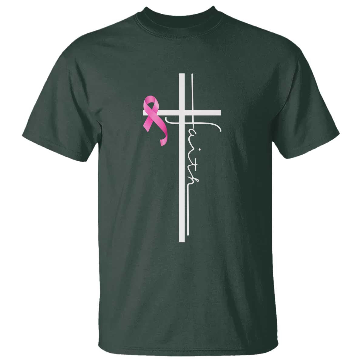 Christian Faith Breast Cancer Awareness T Shirt Pink Ribbon Christian Cross - Wonder Print Shop