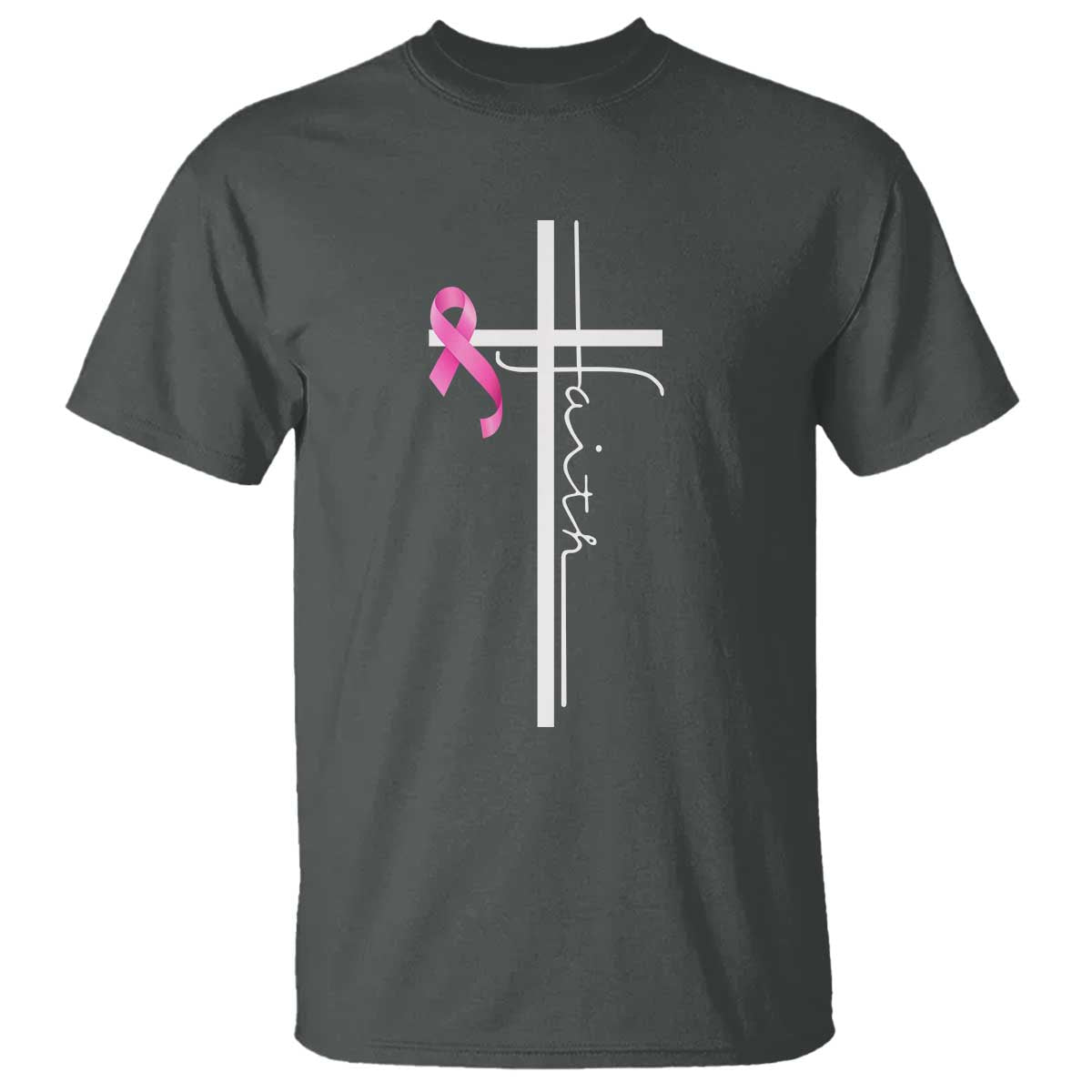 Christian Faith Breast Cancer Awareness T Shirt Pink Ribbon Christian Cross - Wonder Print Shop