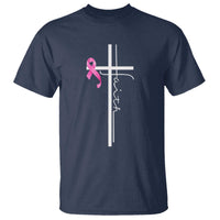 Christian Faith Breast Cancer Awareness T Shirt Pink Ribbon Christian Cross - Wonder Print Shop