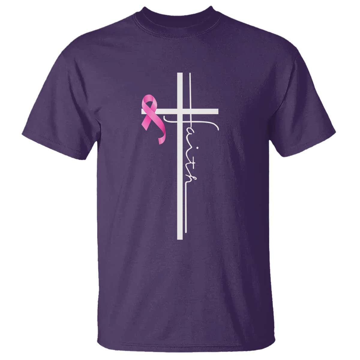 Christian Faith Breast Cancer Awareness T Shirt Pink Ribbon Christian Cross - Wonder Print Shop