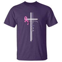 Christian Faith Breast Cancer Awareness T Shirt Pink Ribbon Christian Cross - Wonder Print Shop