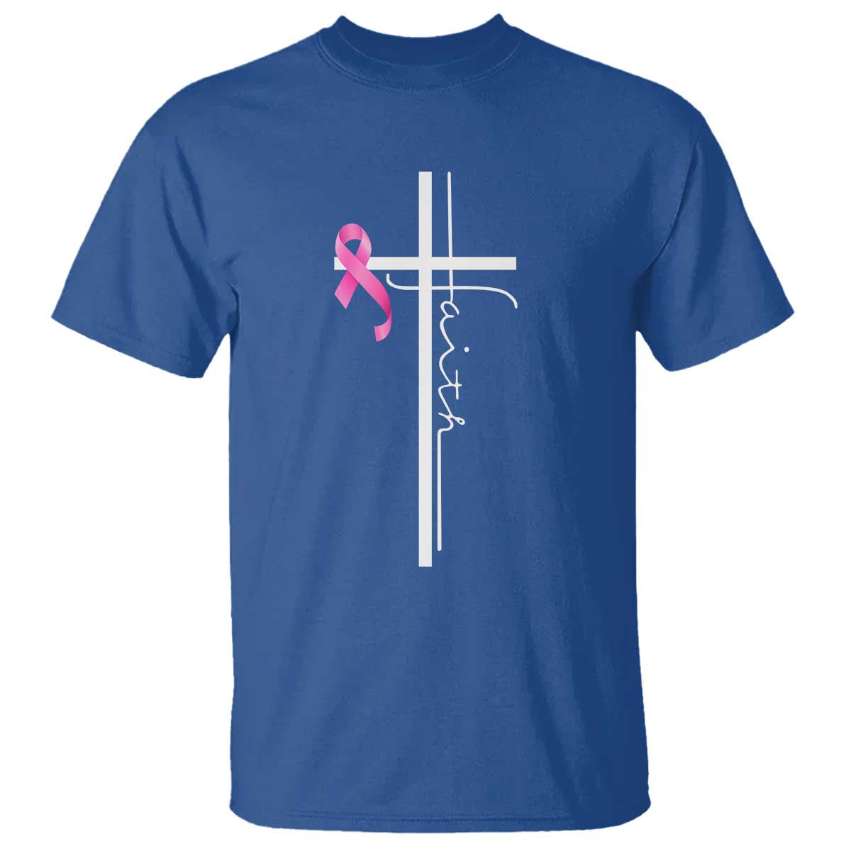 Christian Faith Breast Cancer Awareness T Shirt Pink Ribbon Christian Cross - Wonder Print Shop
