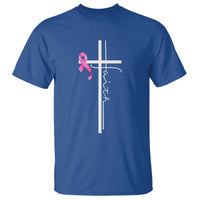 Christian Faith Breast Cancer Awareness T Shirt Pink Ribbon Christian Cross - Wonder Print Shop