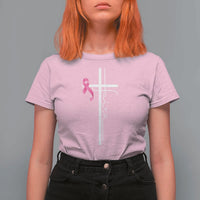 Christian Faith Breast Cancer Awareness T Shirt For Women Pink Ribbon Christian Cross - Wonder Print Shop