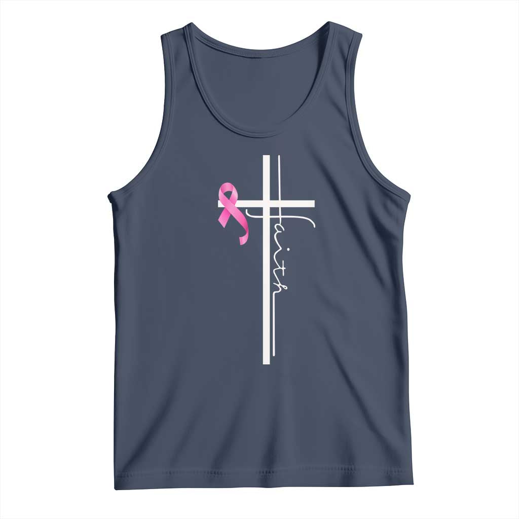 Christian Faith Breast Cancer Awareness Tank Top Pink Ribbon Christian Cross - Wonder Print Shop