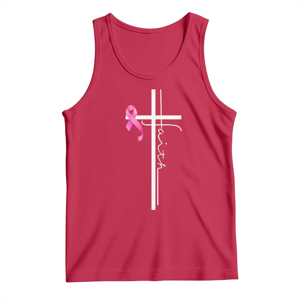 Christian Faith Breast Cancer Awareness Tank Top Pink Ribbon Christian Cross - Wonder Print Shop