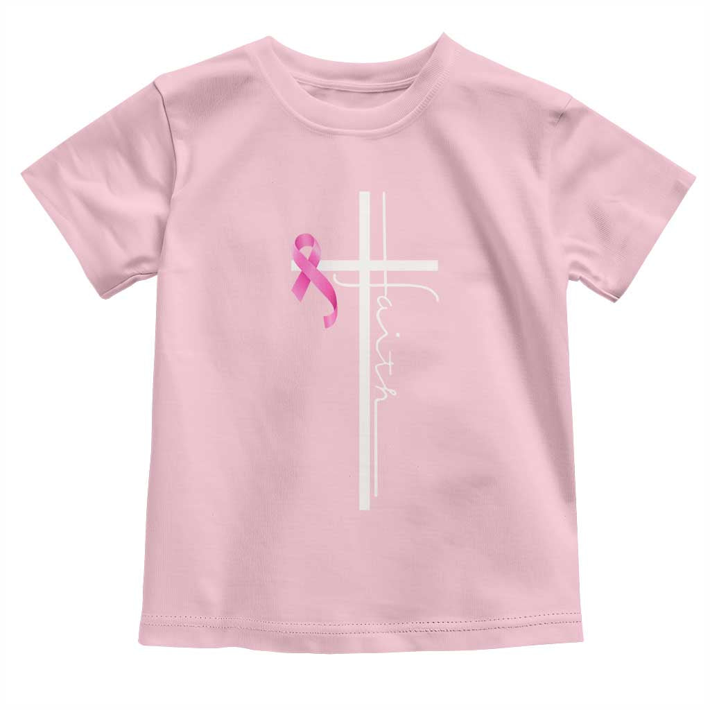 Christian Faith Breast Cancer Awareness Toddler T Shirt Pink Ribbon Christian Cross - Wonder Print Shop