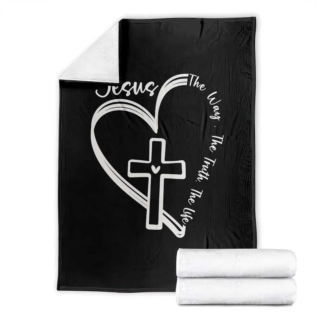 Jesus The Way The Truth The Life Throw Blanket Christian Cross With Heart - Wonder Print Shop