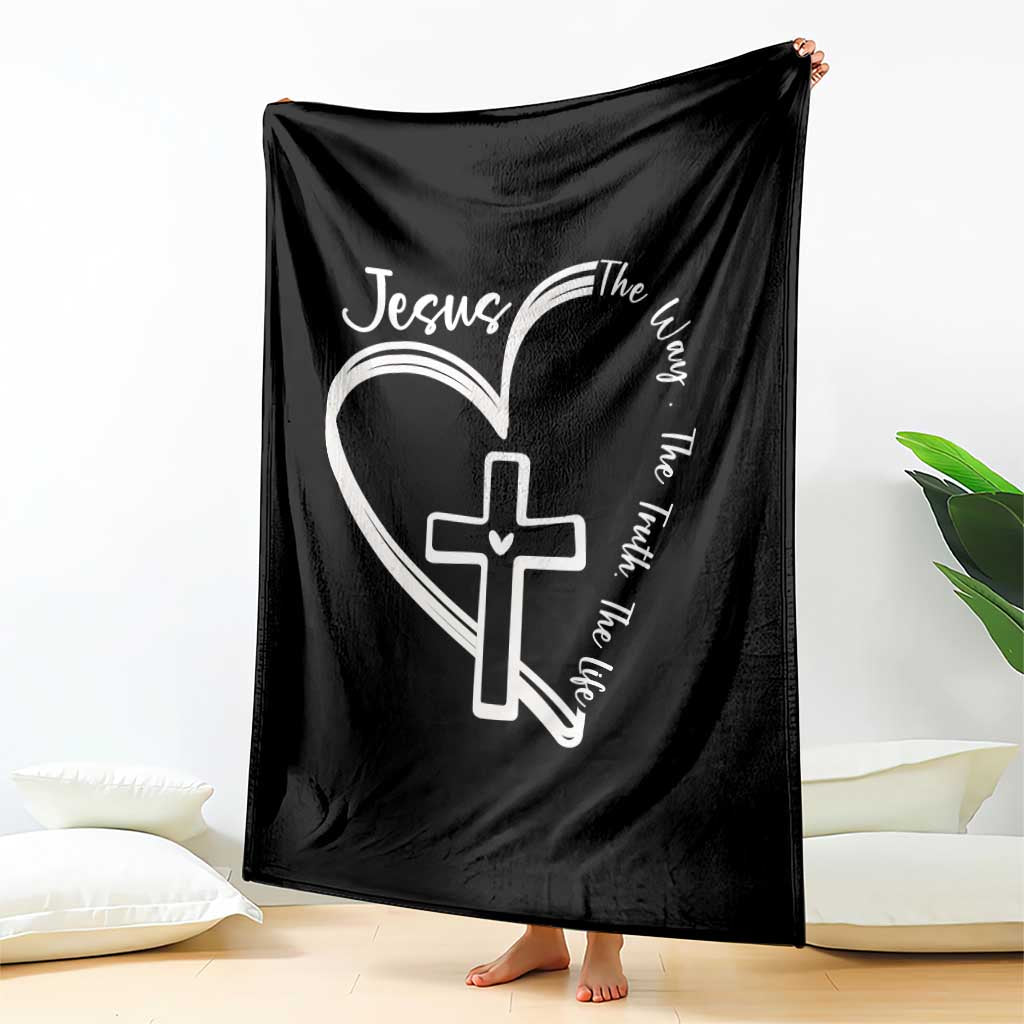 Jesus The Way The Truth The Life Throw Blanket Christian Cross With Heart - Wonder Print Shop