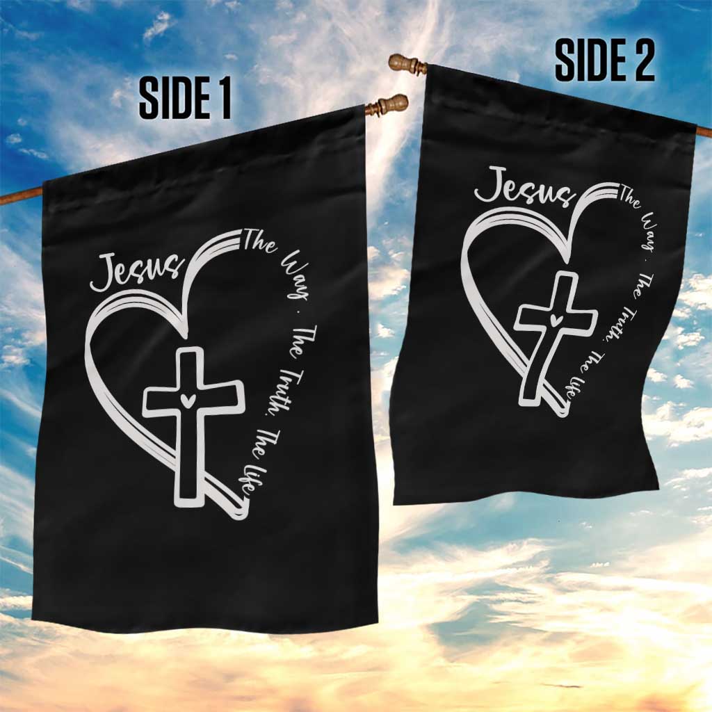 Jesus The Way The Truth The Life Garden Flag Christian Cross With Heart - Wonder Print Shop