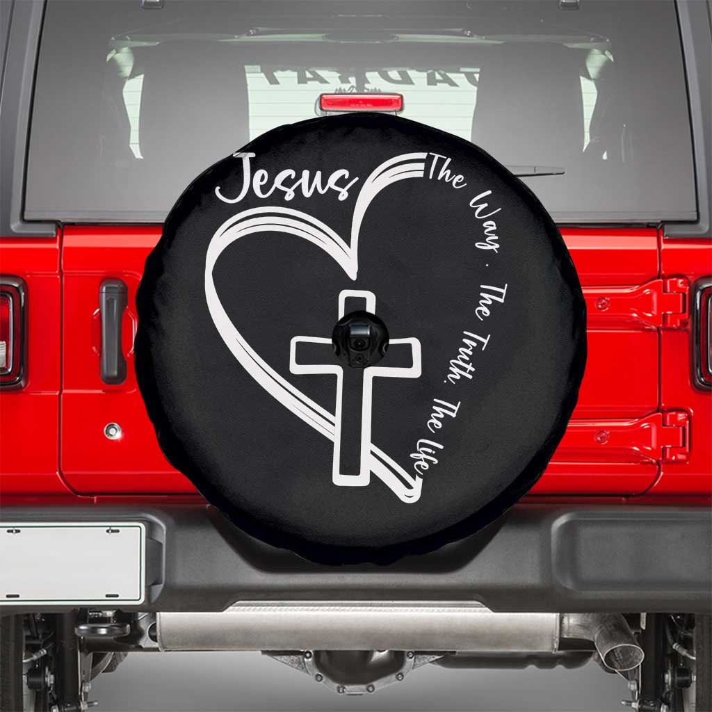Jesus The Way The Truth The Life Spare Tire Cover Christian Cross With Heart - Wonder Print Shop